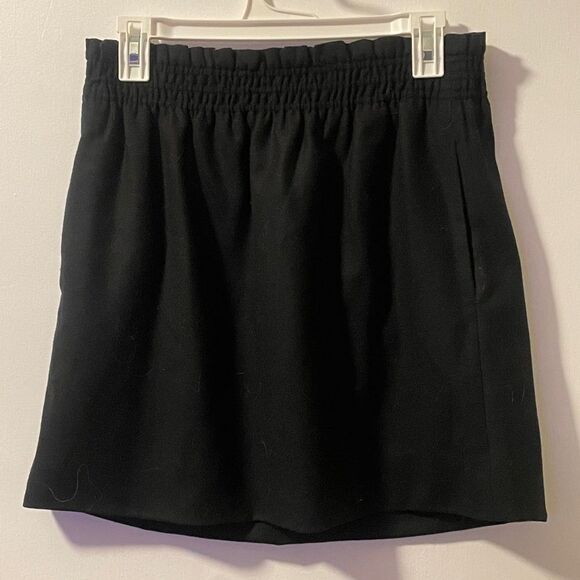 J Crew Black wool elastic waist mini skirt - Picture 1 of 4